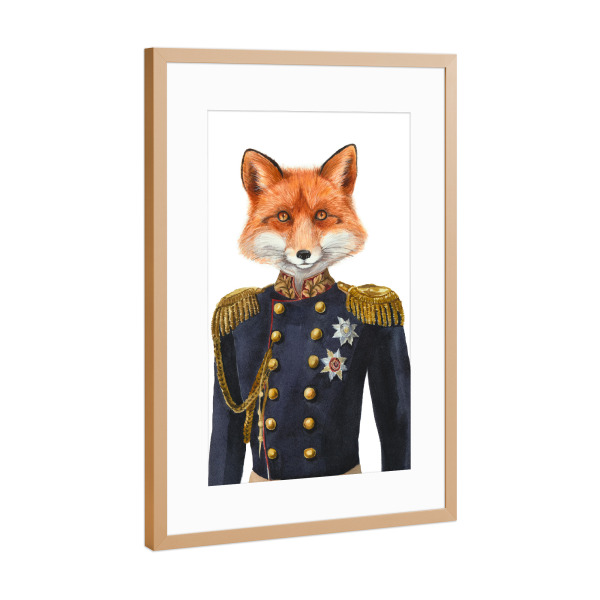 Poster mit Rahmen Kupfer "Fuchs in Uniform" artboxONE - Tiere - Fuchs,Uniform,Viktorianisch,Armee,Marine,General,Soldat,Tier