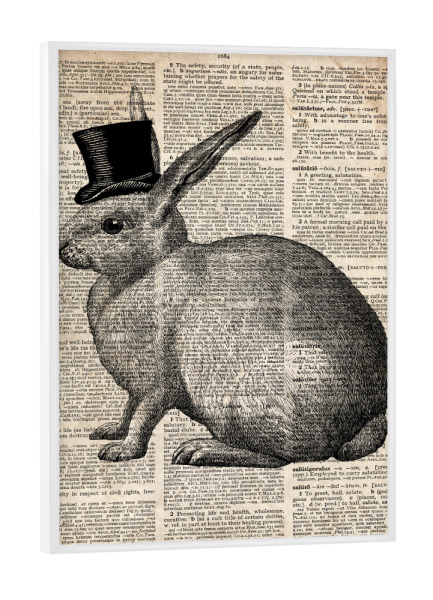 Poster mit weißem Rahmen "Viktorianisches Kaninchen" artboxONE - Tiere,Schwarzweiß