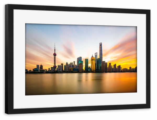 Poster mit Rahmen schwarz "Shanghai - 上海" artboxONE - Städte,Reise,Architektur,Reise / Asien,Städte / Shanghai