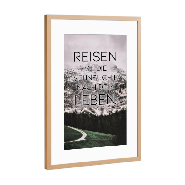 Poster mit Rahmen Kupfer "Die Sehnsucht" artboxONE - Typografie,Menschen,Schwarzweiß