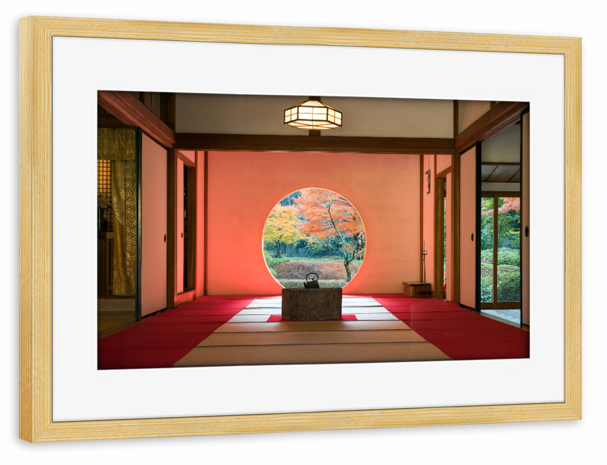 Poster mit Rahmen kiefer "Meigetsu-in Tempel, Kamakura" artboxONE - Architektur,Reise / Asien