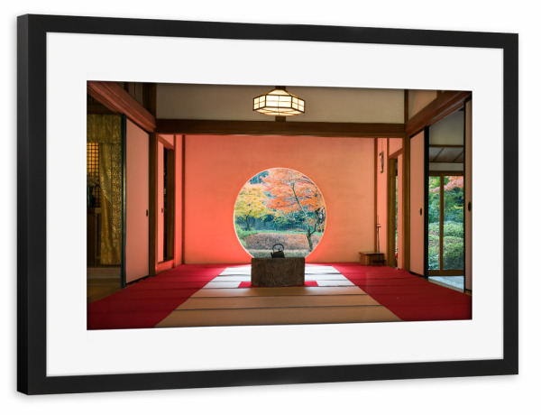 Poster mit Rahmen schwarz "Meigetsu-in Tempel, Kamakura" artboxONE - Architektur,Reise / Asien