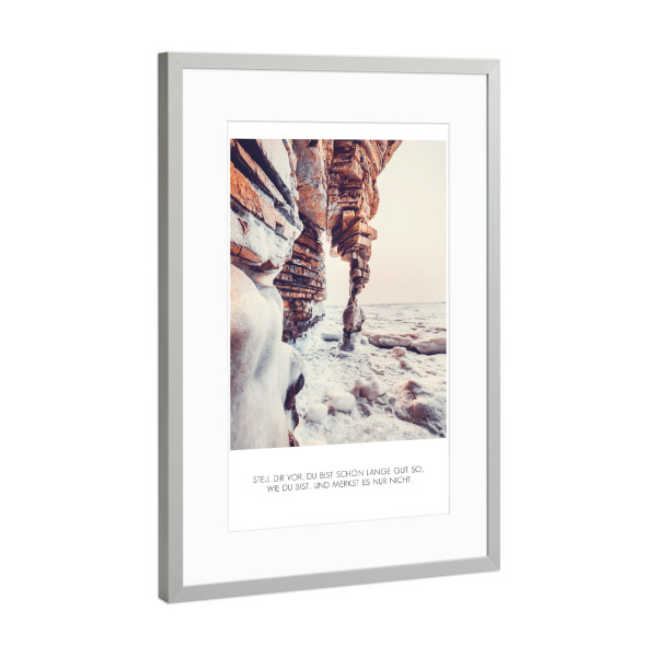 Poster mit Rahmen Silber "Stell Dir Vor Quote" artboxONE - Typografie