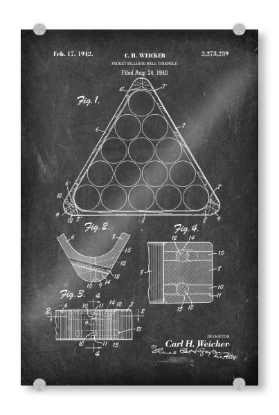 Acrylglasbild "Billard Dreieck (Tafel)" artboxONE - Schwarzweiß,Sport,Männer