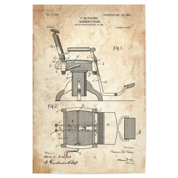 Poster 30x20 cm "Friseurstuhl Patent (Antik)" artboxONE - Abstrakt