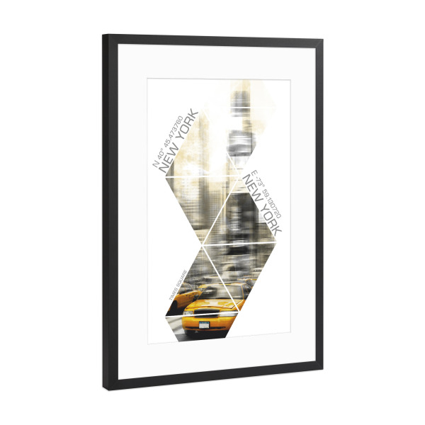 Poster mit Rahmen Schwarz (Metallic) "Koordinaten TIMES SQUARE Modern" artboxONE - Städte / New York - New york city,Verkehr,Straßenszene