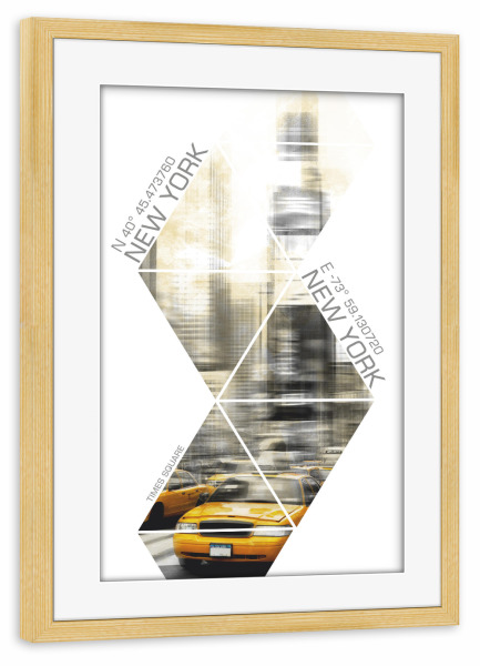 Poster mit Rahmen kiefer "Koordinaten TIMES SQUARE Modern" artboxONE - Städte / New York - New york city,Verkehr,Straßenszene