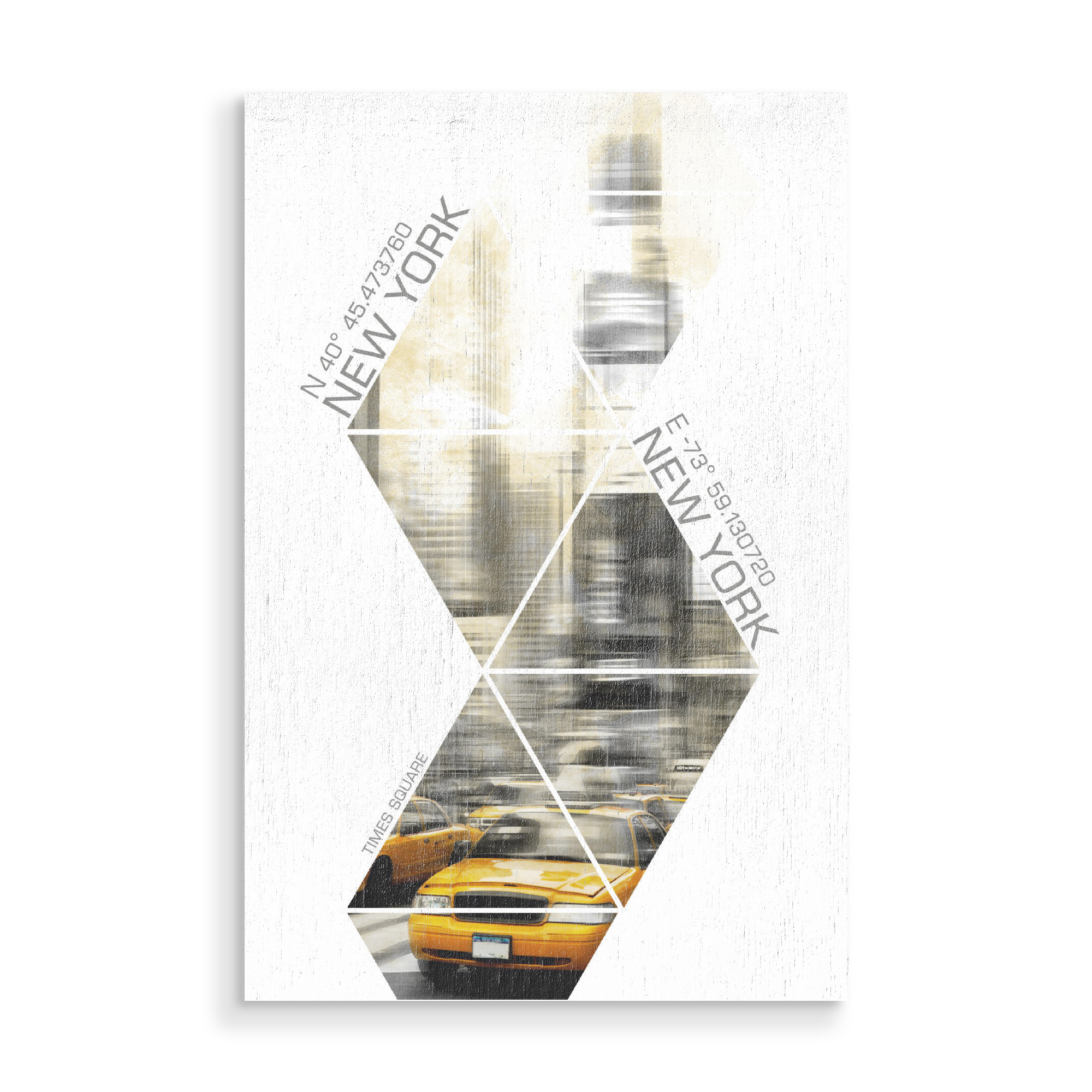 Holzbild "Koordinaten TIMES SQUARE Modern" artboxONE - Städte / New York - New york city,Verkehr,Straßenszene
