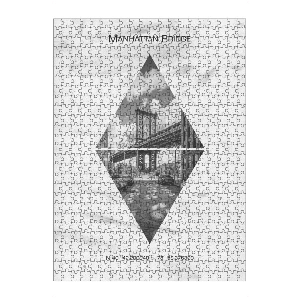 Puzzle Ravensburger "Koordinaten NYC Manhattan Bridge" artboxONE - Städte / New York,Schwarzweiß - New york city,Brücke,Brooklyn