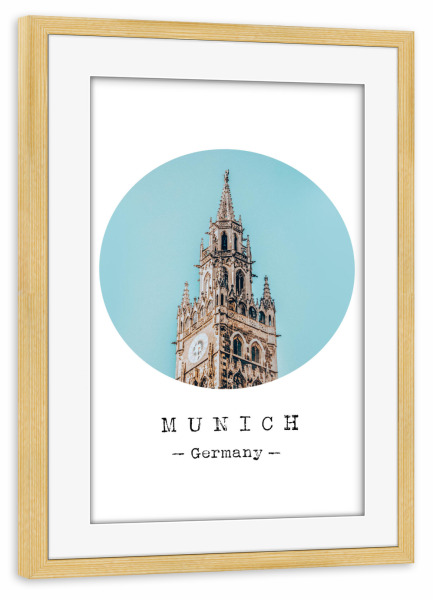 Poster mit Rahmen kiefer "Gorgeous Munich" artboxONE - Städte - Europe,Travel,Church,Architecture