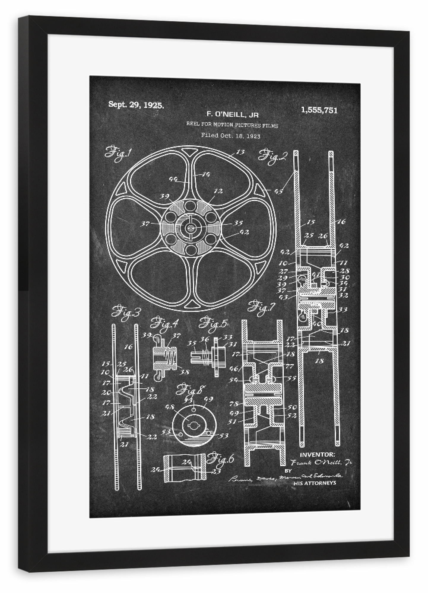 Poster mit Rahmen schwarz "Filmrolle Entwurf (Tafel)" artboxONE - Film,Schwarzweiß