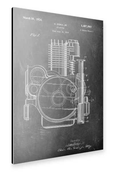Alu-Dibond "Motorrad motor (Tafel)" 30x20 cm artboxONE
