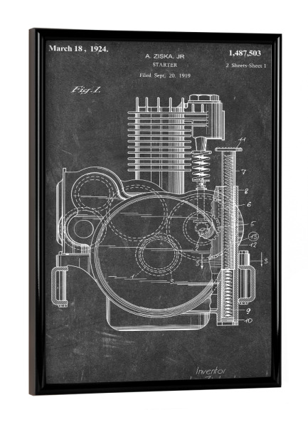 Poster mit schwarzem Rahmen "Motorrad motor (Tafel)" artboxONE - Sport / Motorsport,Schwarzweiß