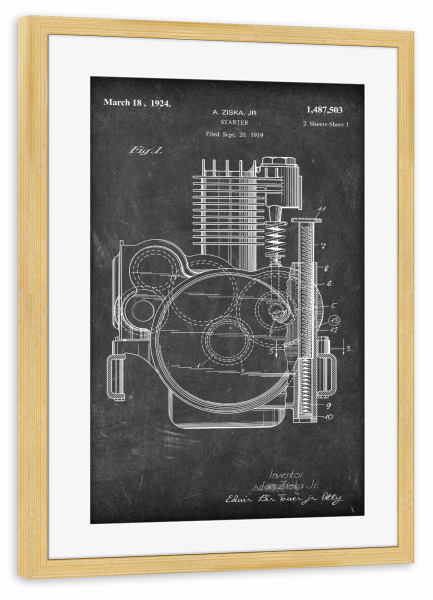 Poster mit Rahmen kiefer "Motorrad motor (Tafel)" artboxONE - Sport / Motorsport,Schwarzweiß