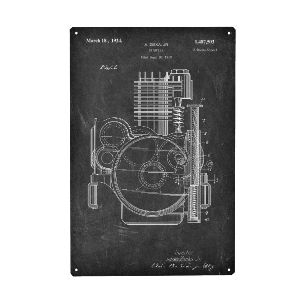 Metall Poster "Motorrad motor (Tafel)" artboxONE - Sport / Motorsport,Schwarzweiß