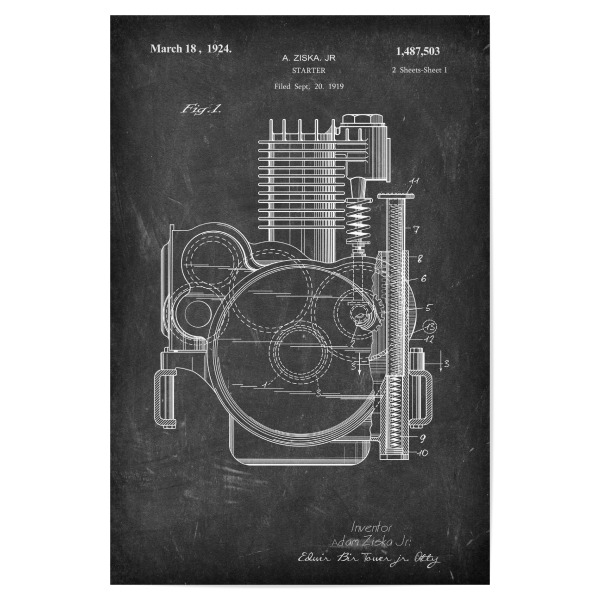 Poster 30x20 cm "Motorrad motor (Tafel)" artboxONE - Sport / Motorsport,Schwarzweiß