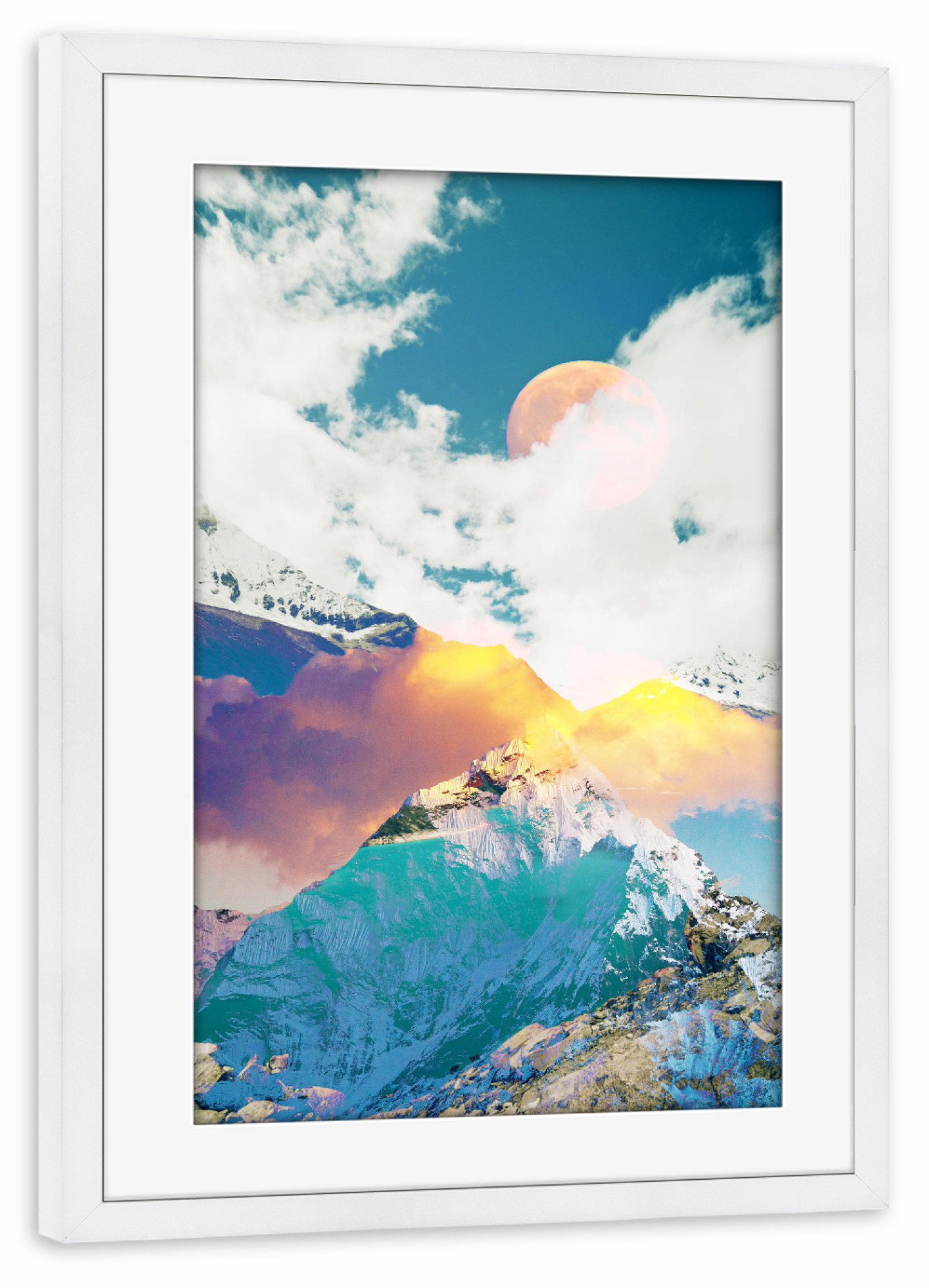 Poster mit Rahmen weiß "Dreaming Mountains" artboxONE - Natur
