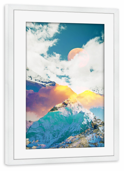 Poster mit Rahmen weiß "Dreaming Mountains" artboxONE - Natur