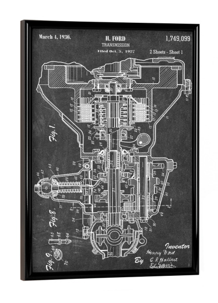 Poster mit schwarzem Rahmen "Auto Getriebe Patent (Tafel)" artboxONE - Schwarzweiß,Automobile