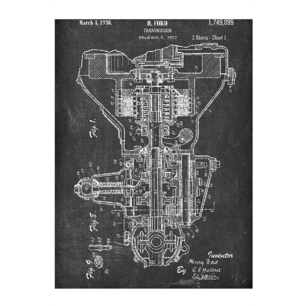 artboxONE Puzzle "Auto Getriebe Patent (Tafel)" artboxONE - Schwarzweiß,Automobile