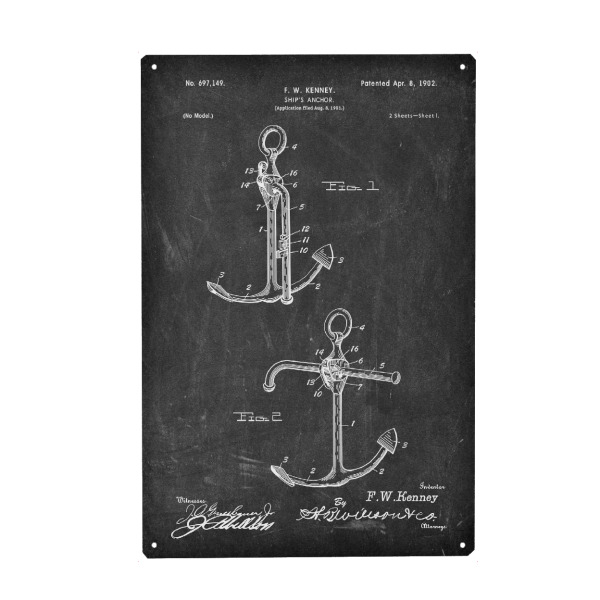 Holzbild "Anker Patent (Tafel)" artboxONE - Abstrakt,Schwarzweiß,Reise / Strand und Meer