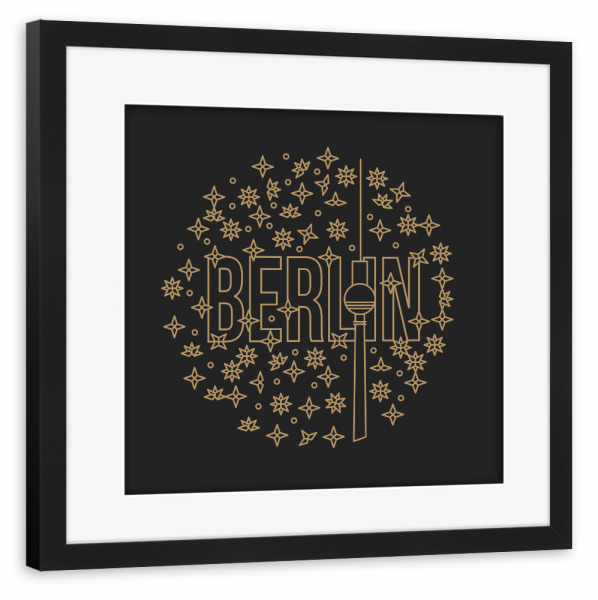 Poster mit Rahmen schwarz "Berlin - Typography" artboxONE - Städte,Städte / Berlin,Typografie