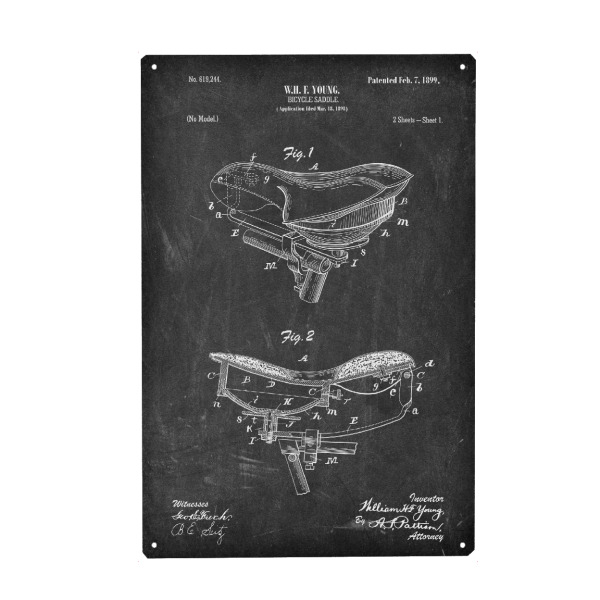 Metall Poster "Fahrradsattel (Tafel)" artboxONE - Reise,Schwarzweiß,Streetart,Sport