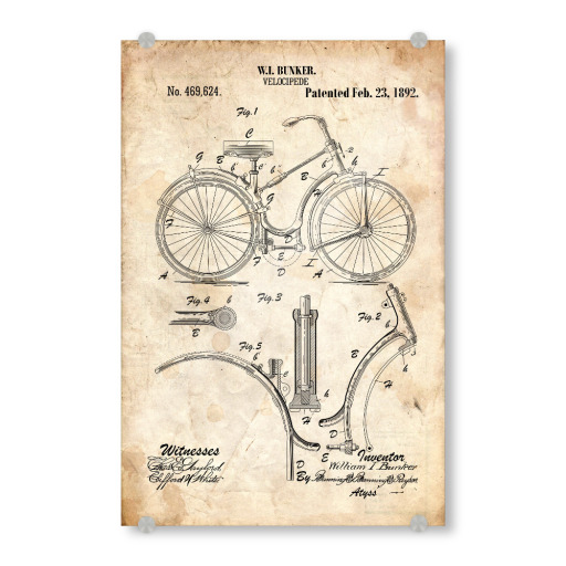 Vintage Fahrrad IV (Tafel) als Acrylglasbild bei artboxONE Fahrrad Line Art Strichzeichnung als Poster bei artboxONE