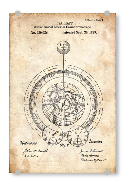 Acrylglasbild "Astronomie II (Antik)" artboxONE - Galaxy - Astronomie,Sternkunde,Sterne,Vintage,Retro,Kosmos,Wissenschaft,Studium,Galaxis,Teleskop