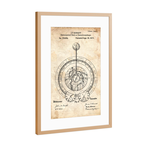 Poster mit Rahmen Kupfer "Astronomie II (Antik)" artboxONE - Galaxy