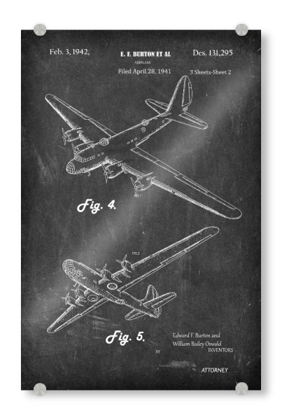 Acrylglasbild "Retro Flugzeug VI- Tafel" artboxONE - Reise,Schwarzweiß