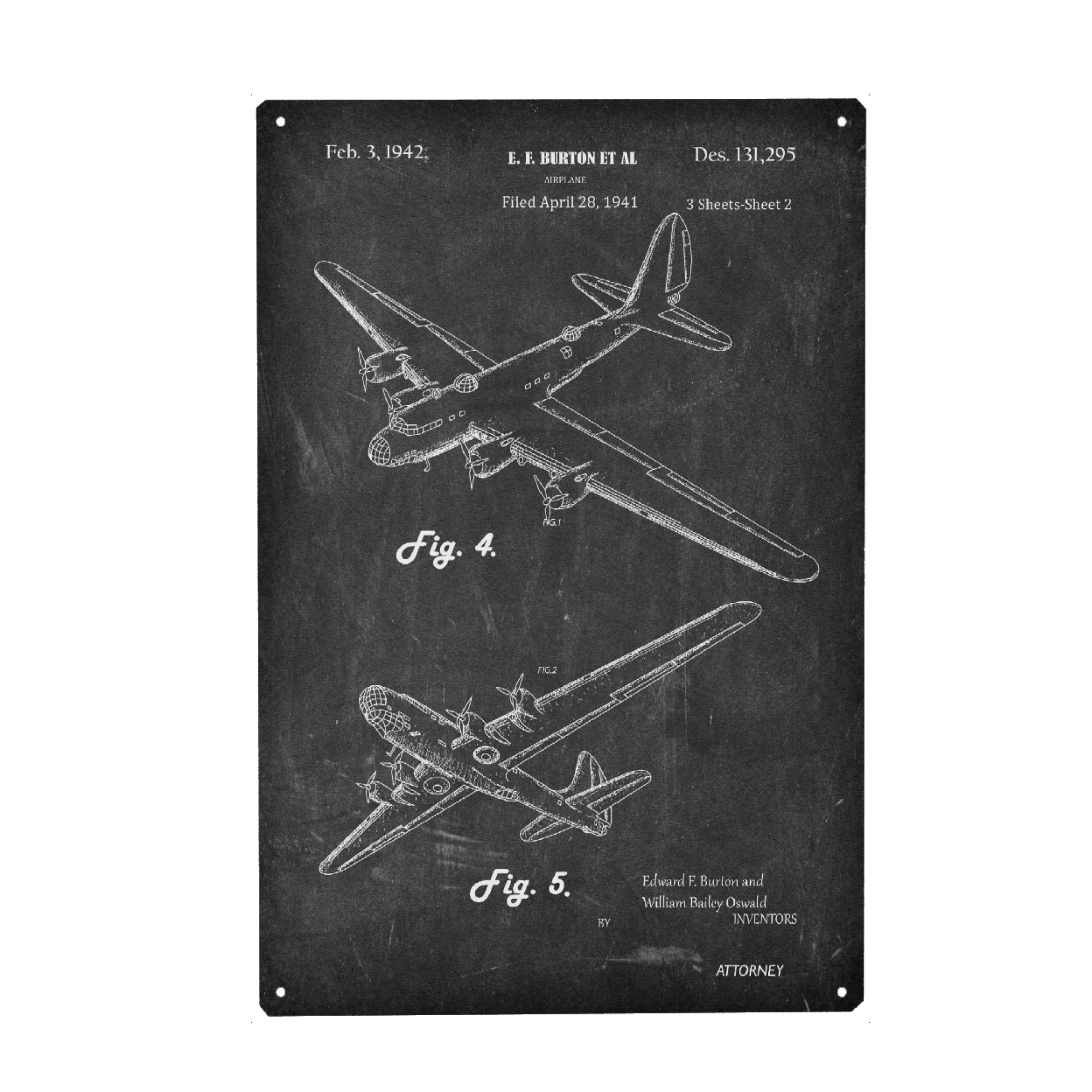 Metall Poster "Retro Flugzeug VI- Tafel" artboxONE - Reise,Schwarzweiß