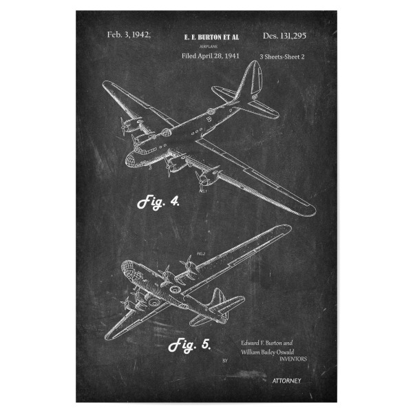 Poster 30x20 cm "Retro Flugzeug VI- Tafel" artboxONE - Reise,Schwarzweiß
