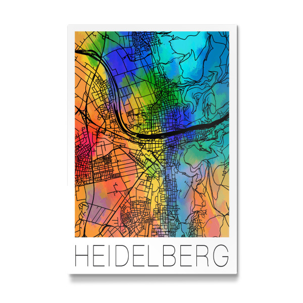 Galerie-Print "Retro Map Heidelberg Watercolor" 30x20 cm artboxONE