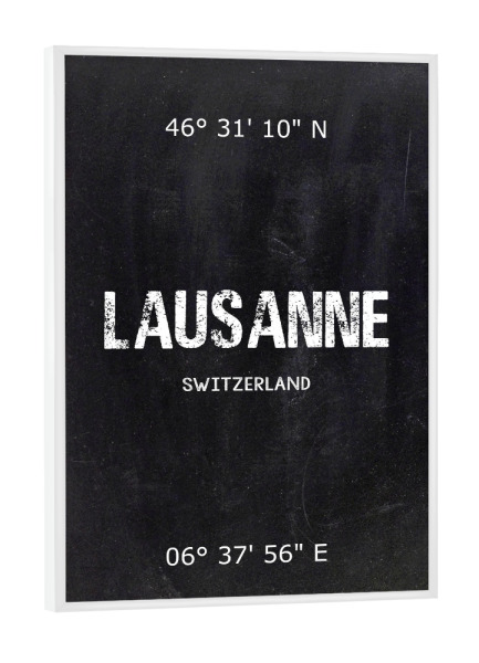 Poster mit weißem Rahmen "Lausanne Wall Art" artboxONE - Städte,Reise,Schwarzweiß,Städte / Weitere - Lausanne,Switzerland,Art