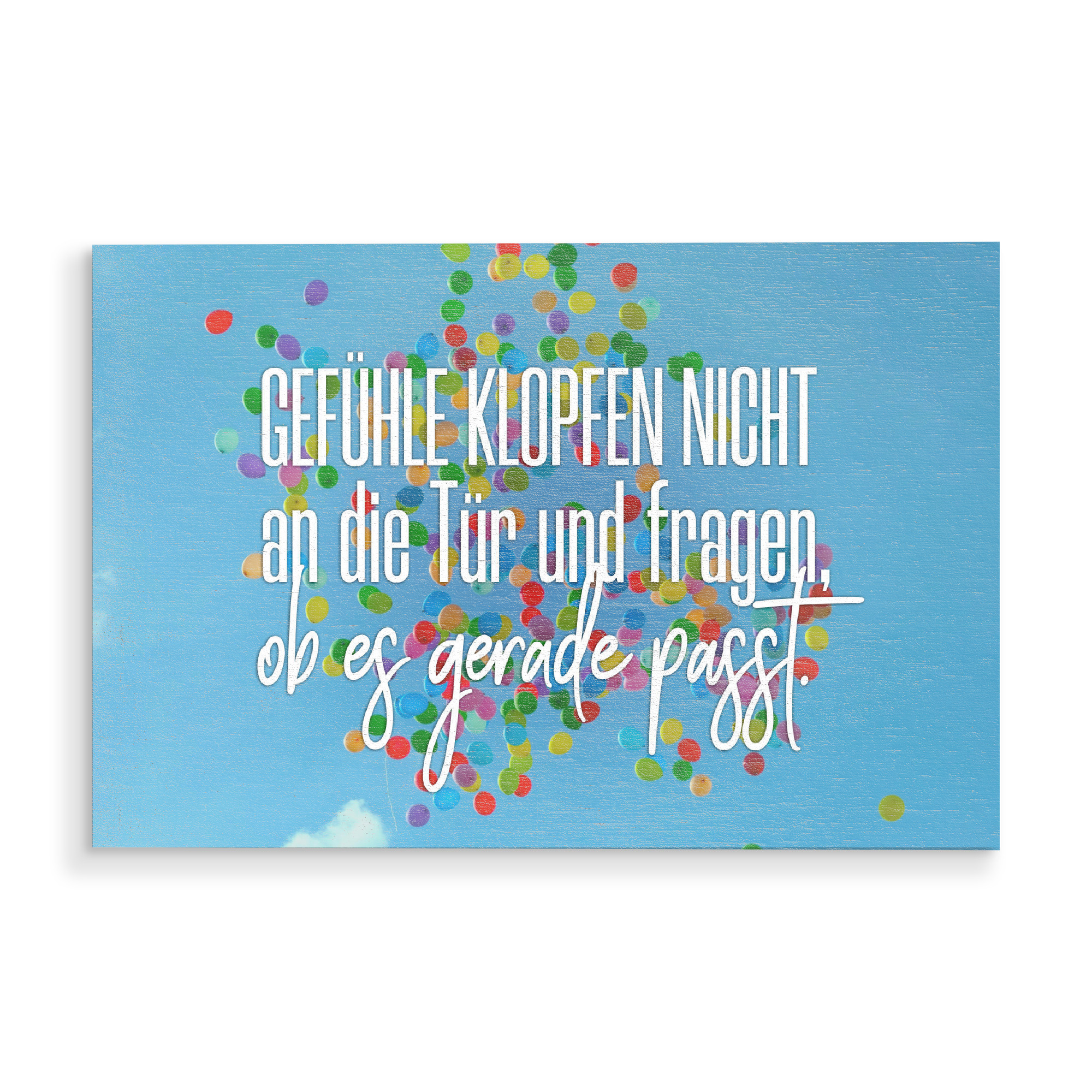 Holzbild "Gefühle klopfen nicht an die Tür" artboxONE - Typografie,Menschen