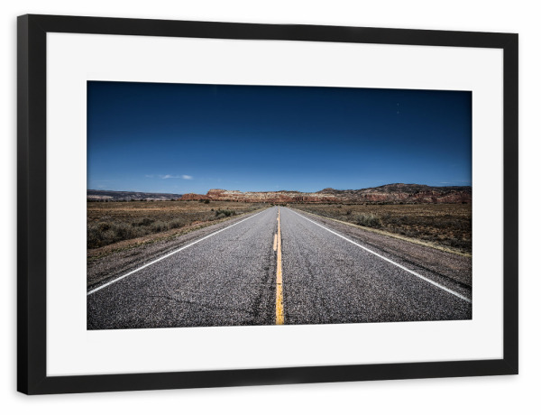 Poster mit Rahmen schwarz "Country road" artboxONE - Reise - Usa,Straße,Landstraße,Roadtrip,Highway,Travel,Wanderlust