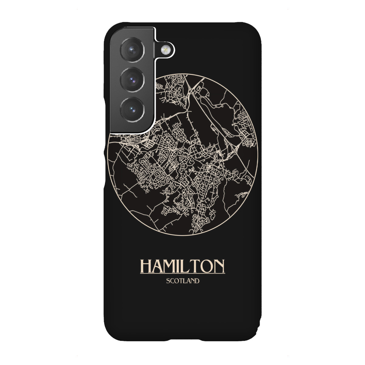 "Retro Map Hamilton Black Round"für Samsung Galaxy - Premium-Case Handyhülle artboxONE