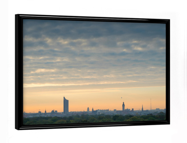 Poster mit schwarzem Rahmen "Ein Morgen in Leipzig" artboxONE - Städte - Leipzig,Sachsen,Deutschland,Stadt,Skyline