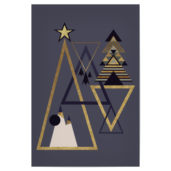 Poster 30x20 cm "Merry blue xmas" artboxONE - Geometrie,Weihnachten