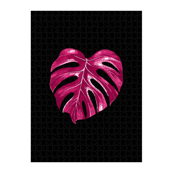 Puzzle Ravensburger "Monstera Leaf Raspberry Edition" artboxONE - Floral - Black,Tropical,Minimalism - Bild black