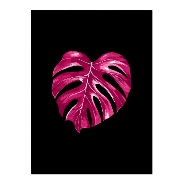 Puzzle Ravensburger "Monstera Leaf Raspberry Edition" artboxONE - Floral - Black,Tropical,Minimalism - Bild black