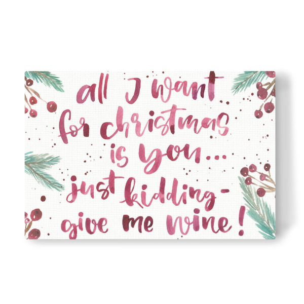 Leinwandbild "Wine for christmas" artboxONE - Weihnachten - Watercolor,Christmas,Wine,Lettering,All i want for christmas,Weihnachten