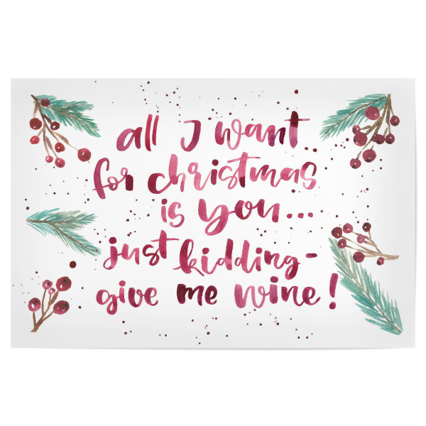 Poster "Wine for christmas" artboxONE - Weihnachten - Watercolor,Christmas,Wine,Lettering,All i want for christmas,Weihnachten