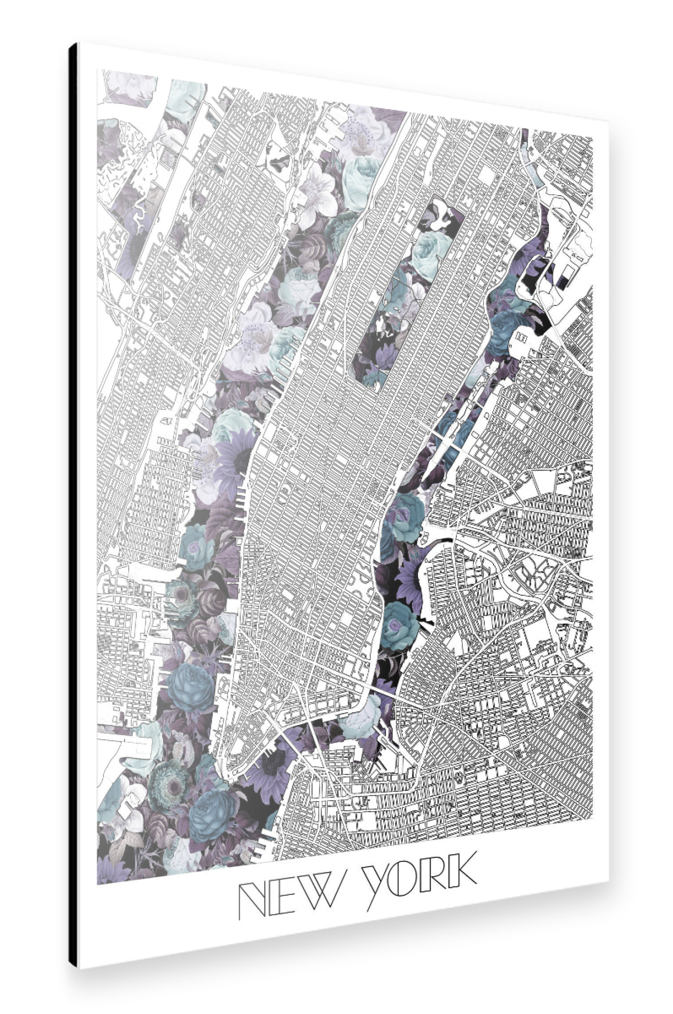 Alu-Dibond "New york city map floral" 75x50 cm artboxONE