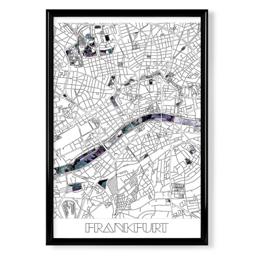 Frankfurt city map floral