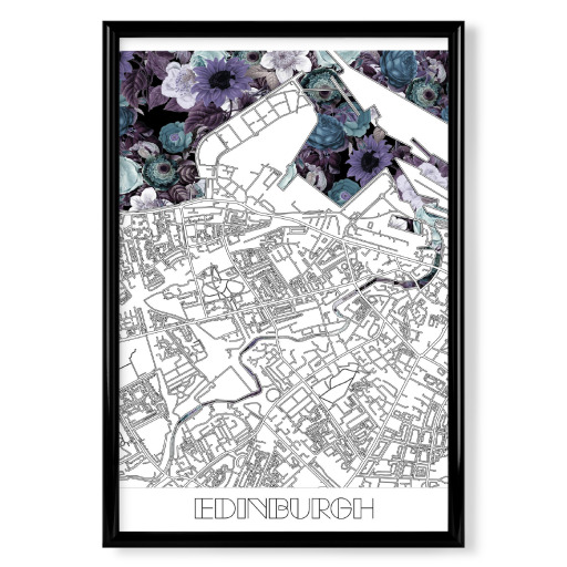 Edinburgh city map floral