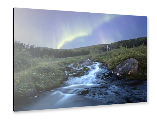 Alu-Dibond "Nordlichter am Bunárfoss" 30x20 cm artboxONE