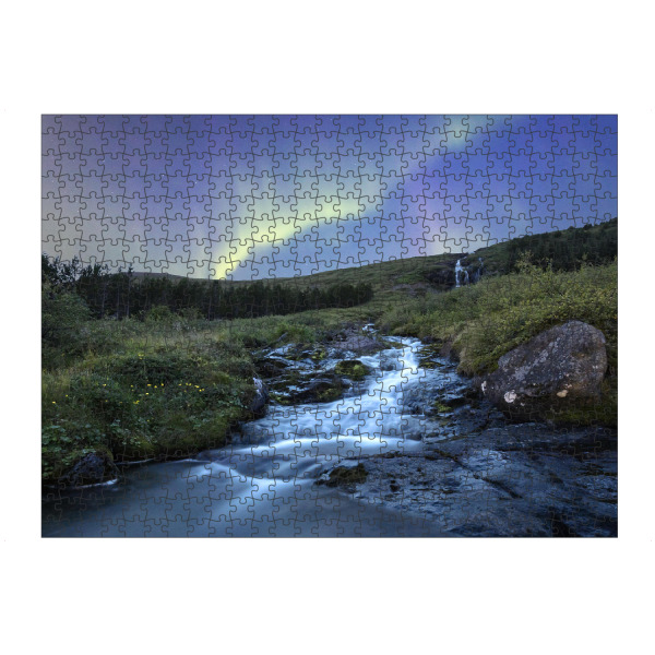 artboxONE Puzzle "Nordlichter am Bunárfoss" artboxONE - Natur - Wasserfall,Nordlicht,Aurora,Borealis,Island,Landschaft,Nacht - Bild wasserfall