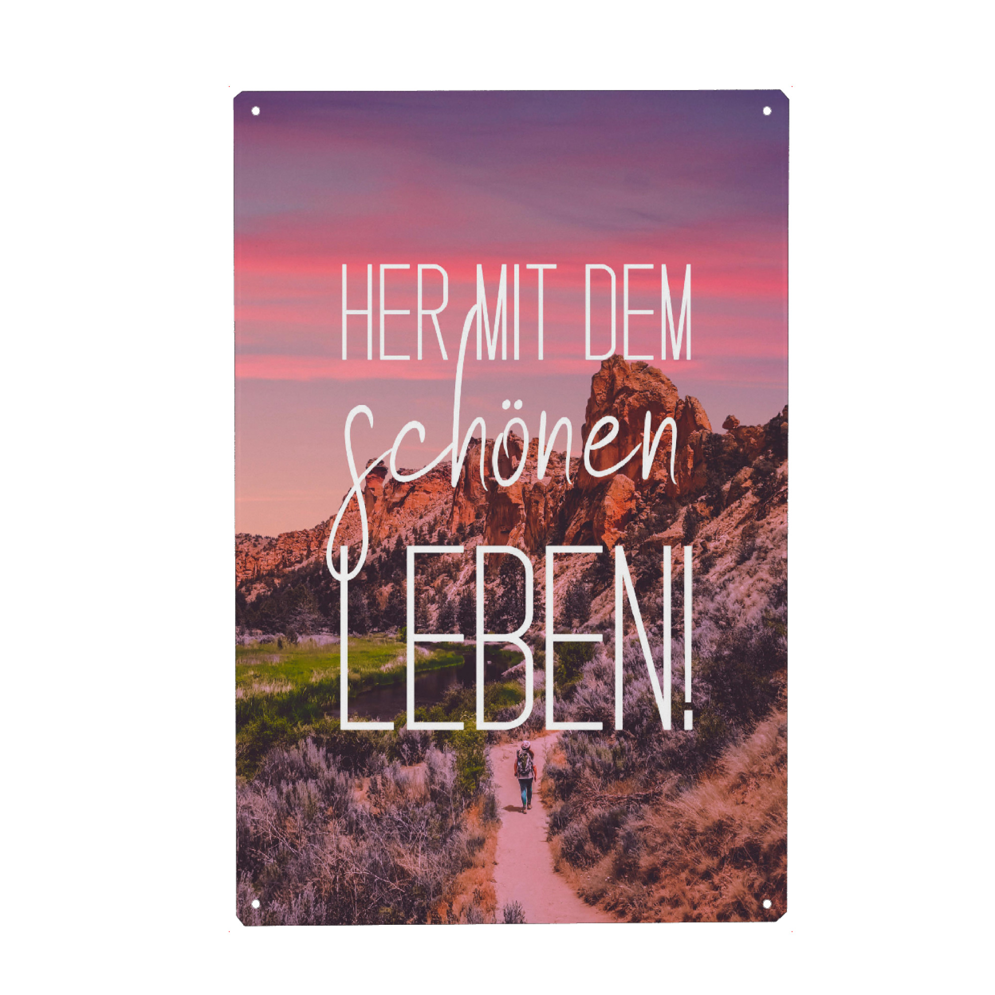 Holzbild "Her mit dem schönen Leben!" artboxONE - Typografie,Menschen,Schwarzweiß